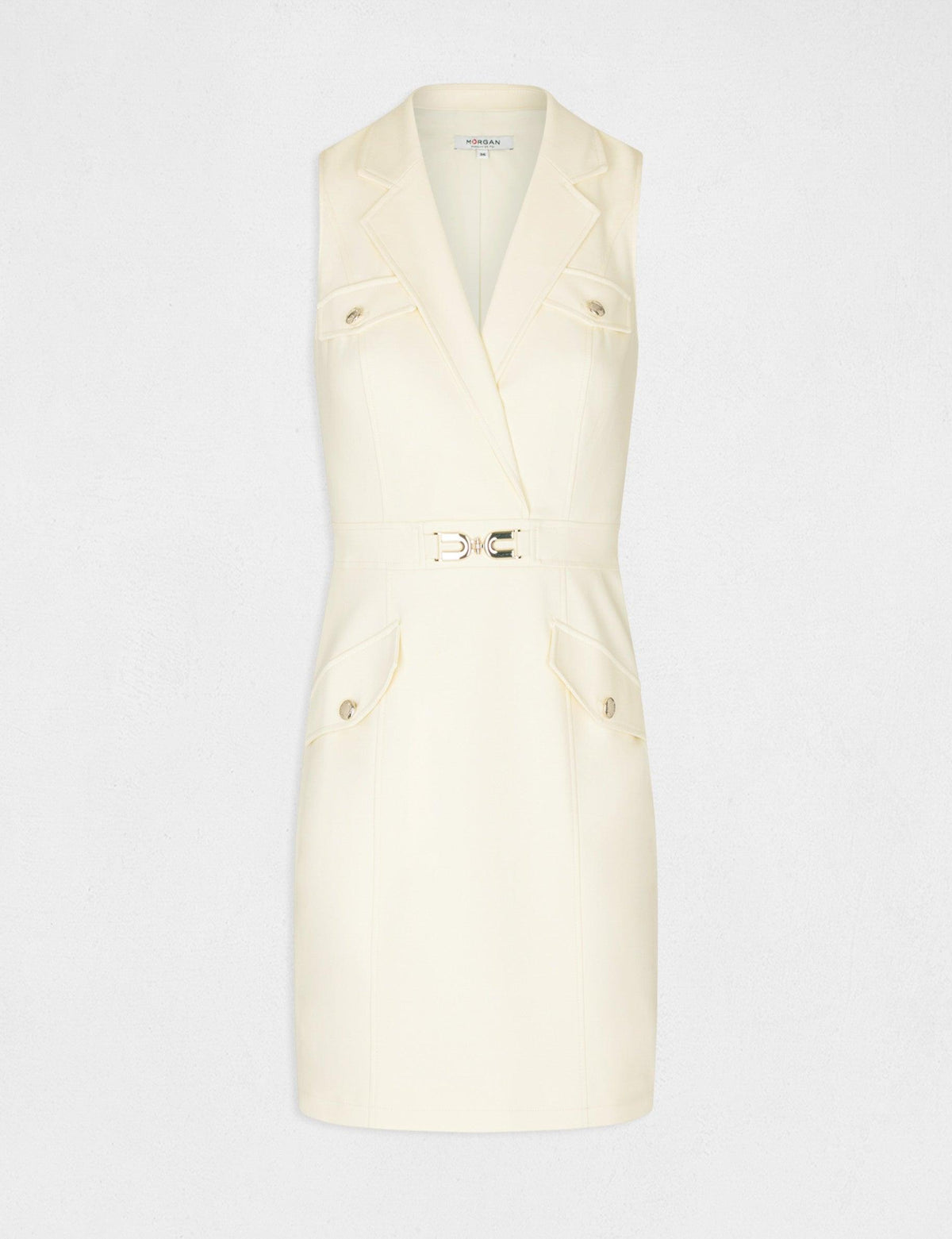 שמלת מיני ללא שרוולים בצבע בז' - MASHBIR//365