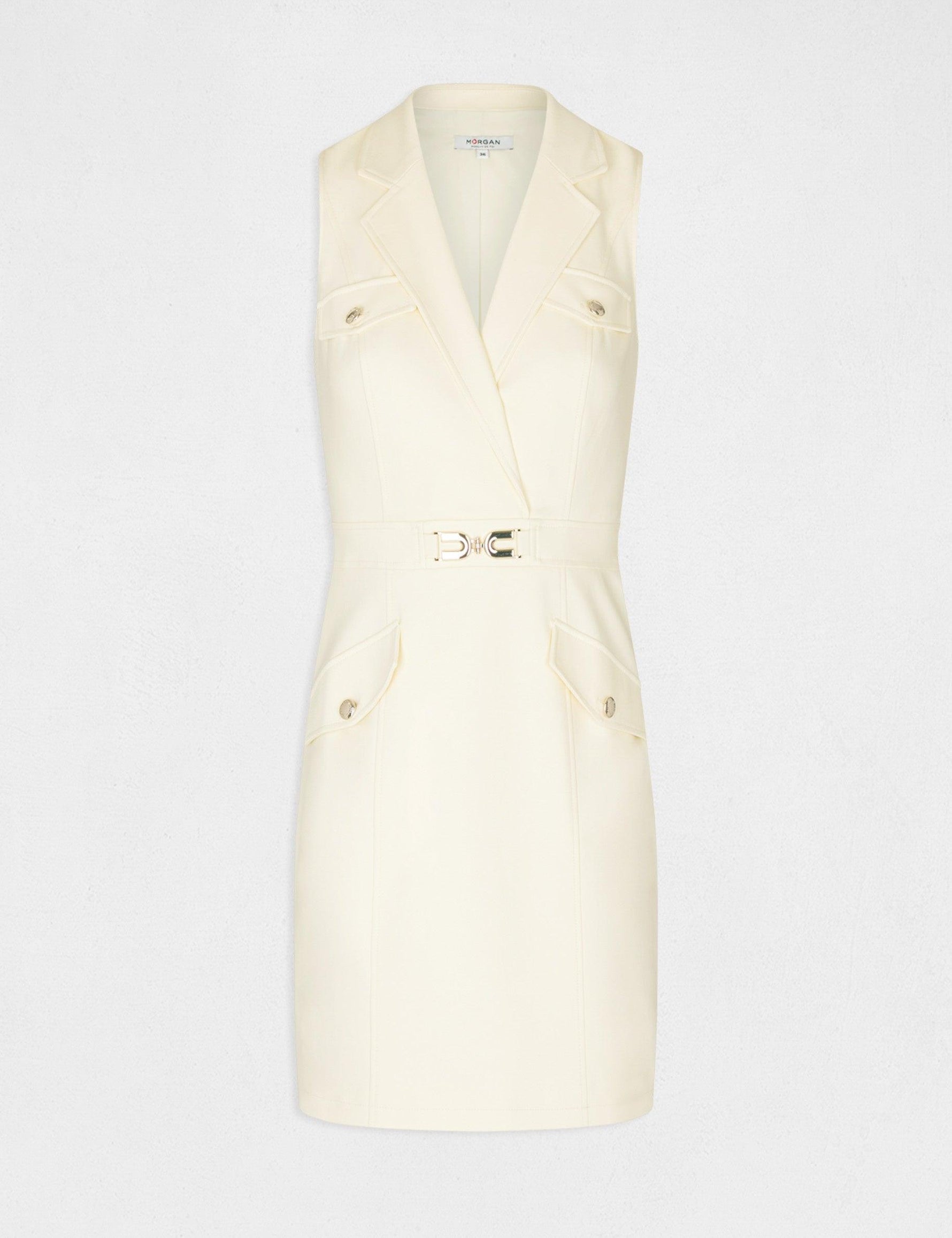 שמלת מיני ללא שרוולים בצבע בז' - MASHBIR//365