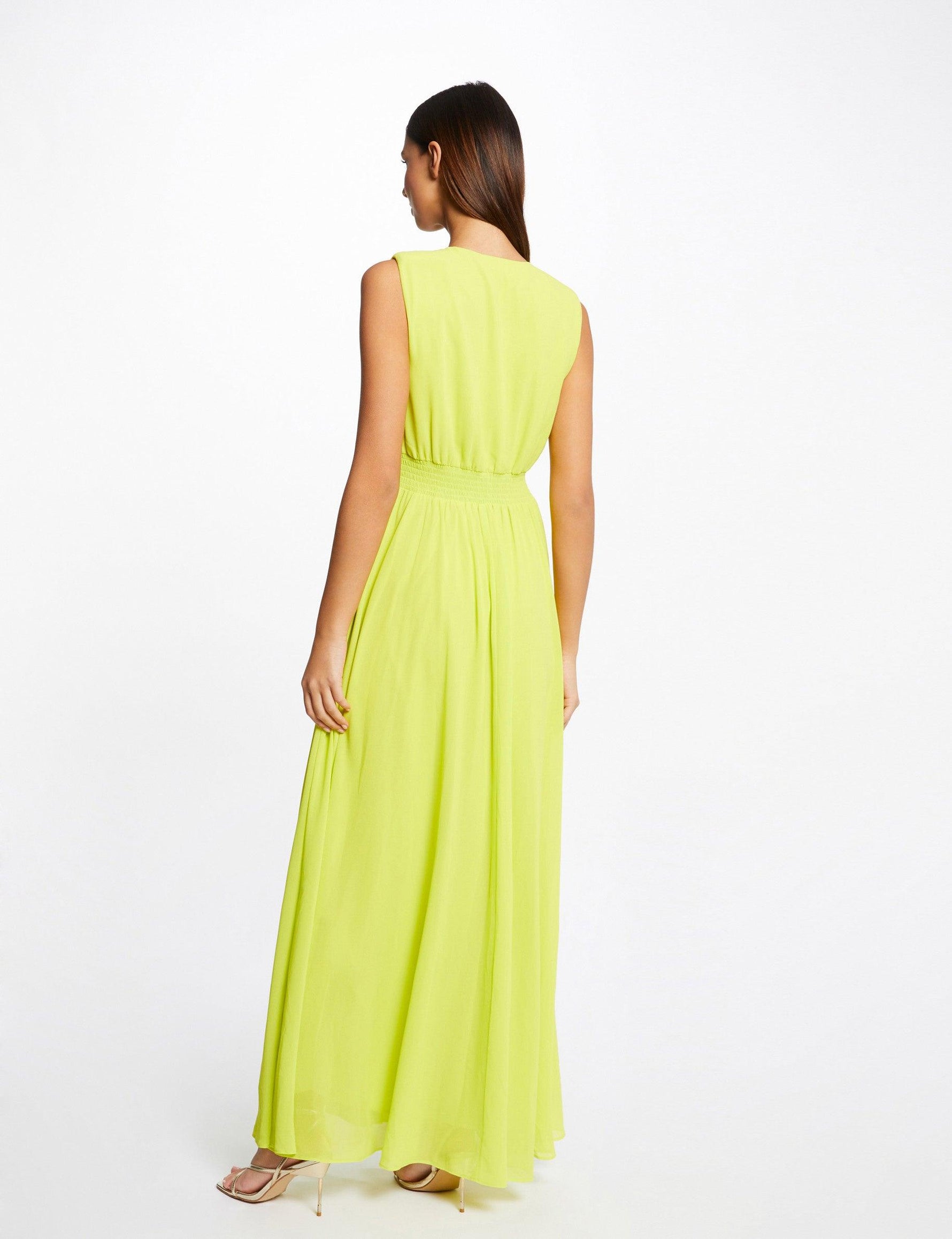 שמלת מקסי עם שסע בצבע צהוב - MASHBIR//365