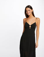 שמלת מידי עם רצועות שרשרת בצבע שחור - MASHBIR//365