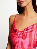 שמלת הדפס סאטן בשילוב צבעים - MASHBIR//365