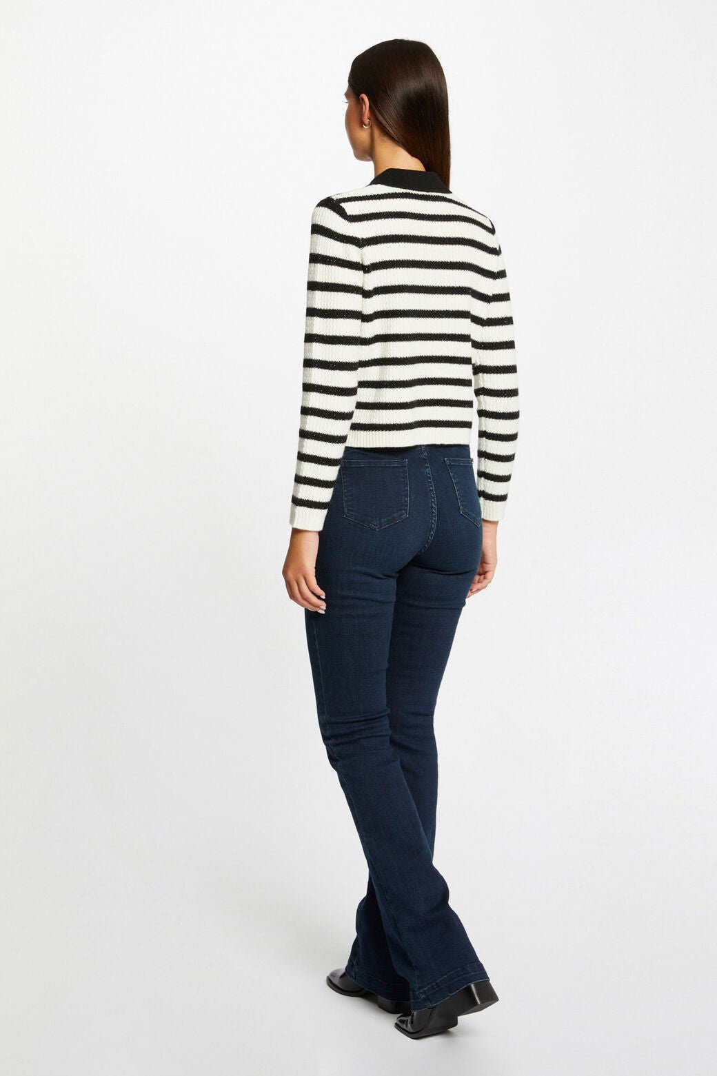 קרדיגן ארוך שחור לבן