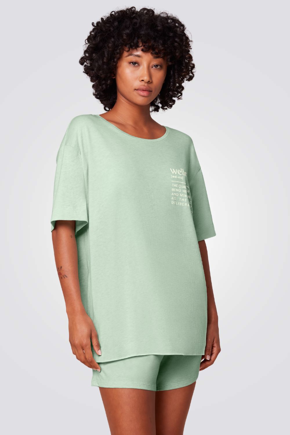 סט פיג'מה קצרה Sets PSK 10 CO MD בצבע ירוק