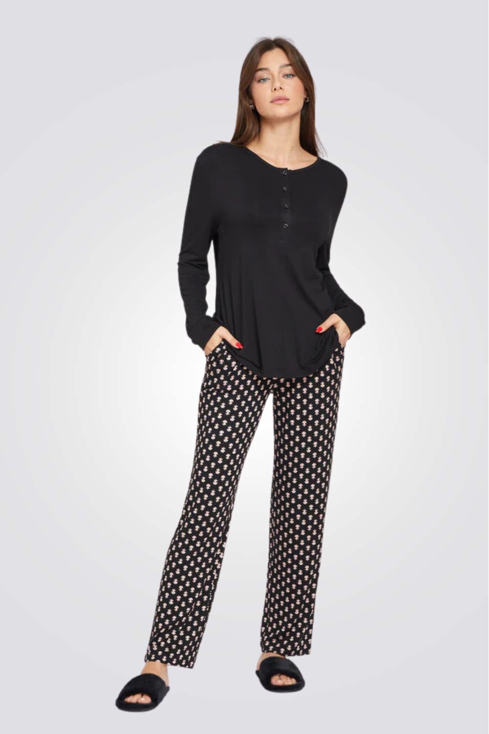 פיג'מת הדפס פרחים