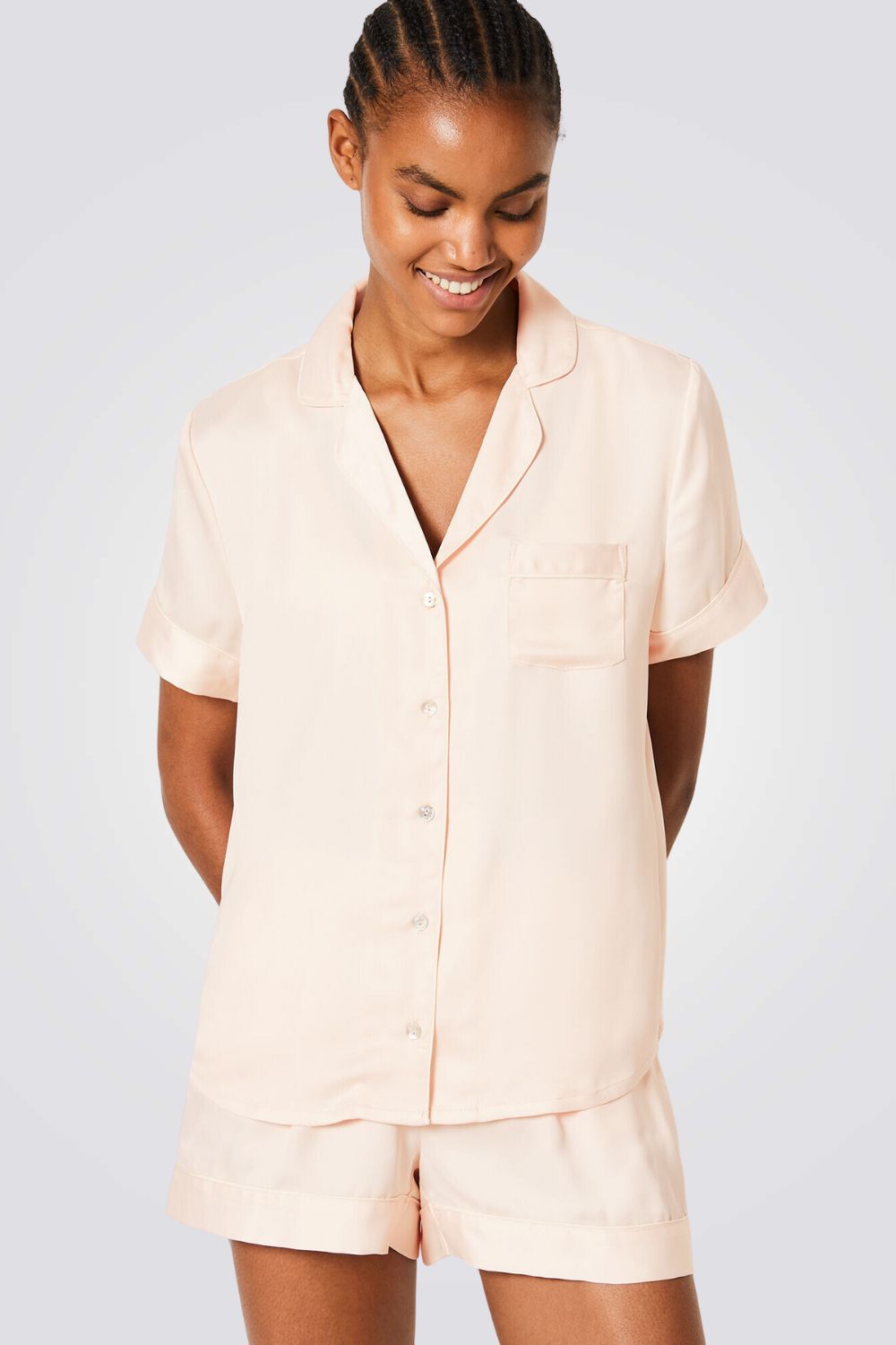 חולצת פיג'מה מכופתרת GIA מבד סאטן