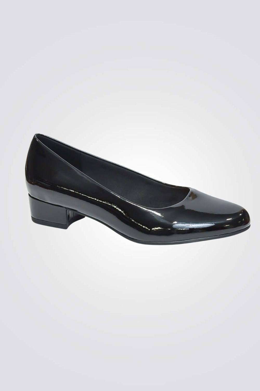 נעל עקב נוחות לנשים בצבע שחור מבריק
