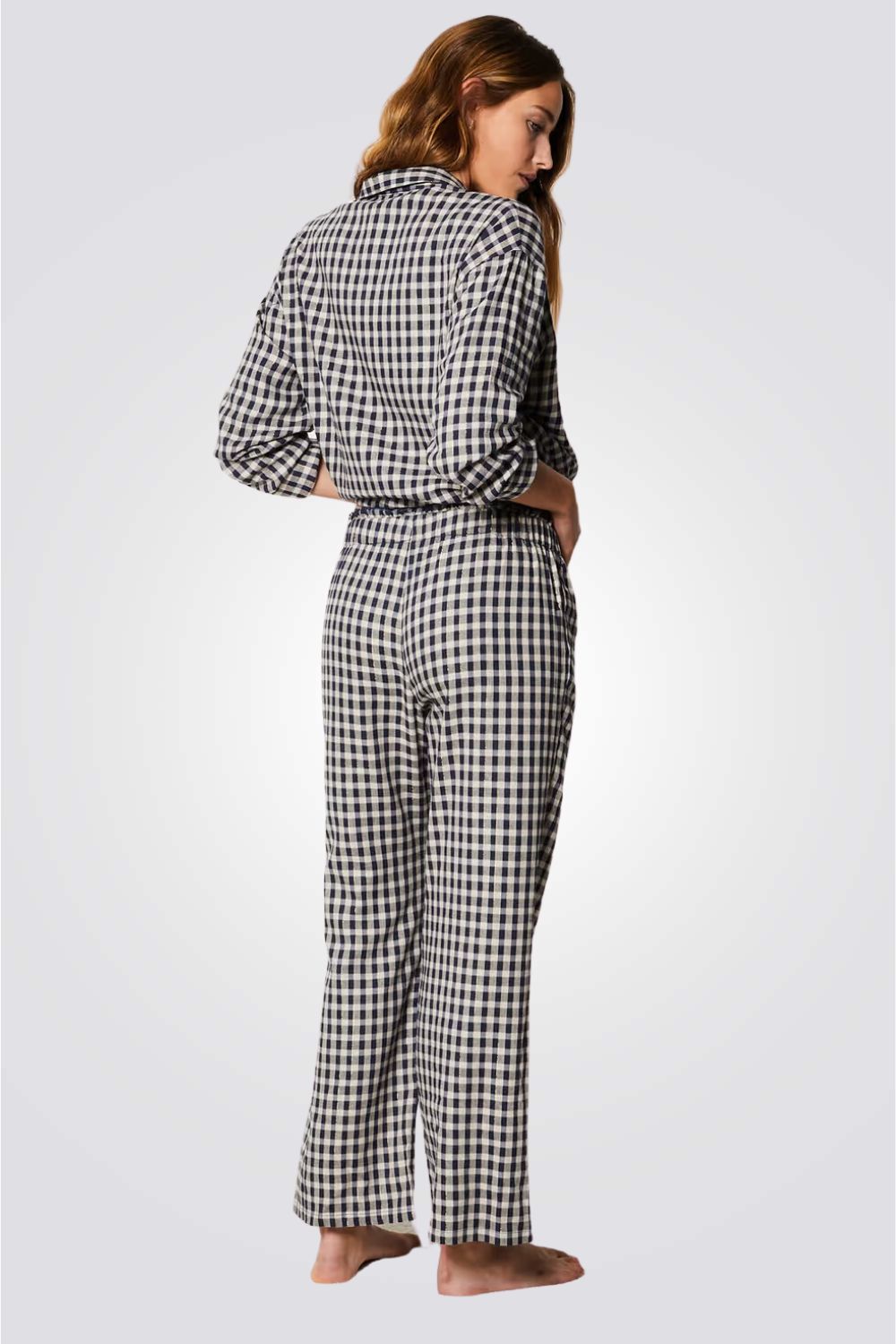 מכנסיי פיג'מה ארוכים LINDY שחור לבן