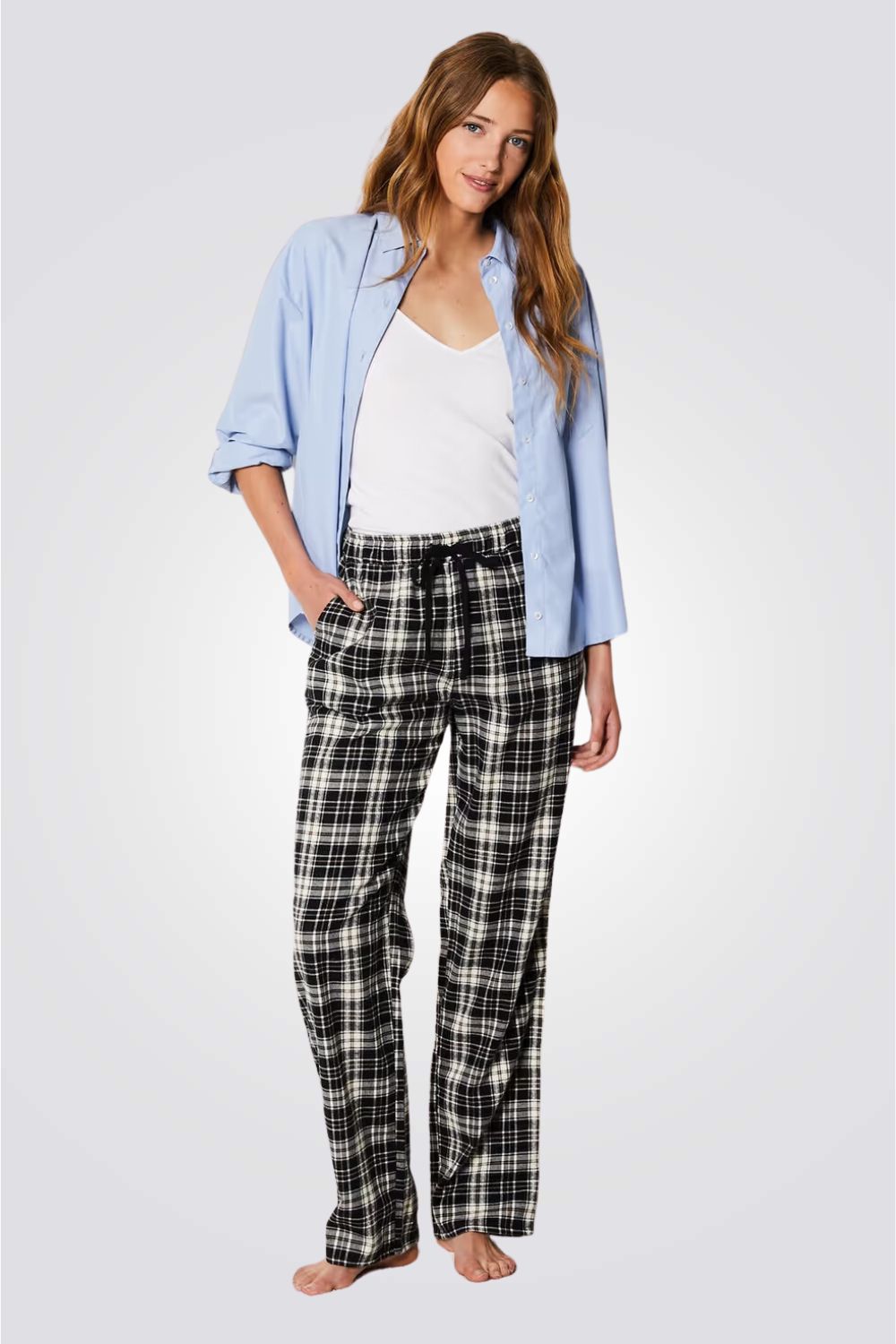 מכנסי פיג'מה ארוכים MARK בהדפס משובץ