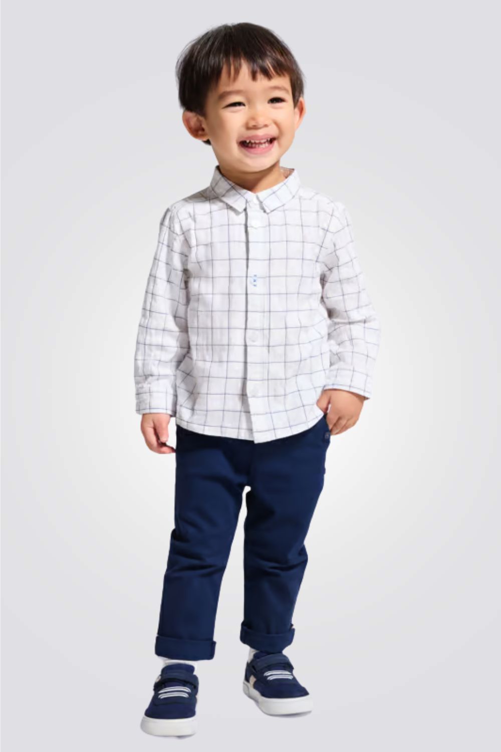 חולצת מכופתרת בהדפס משבצות לתינוקות