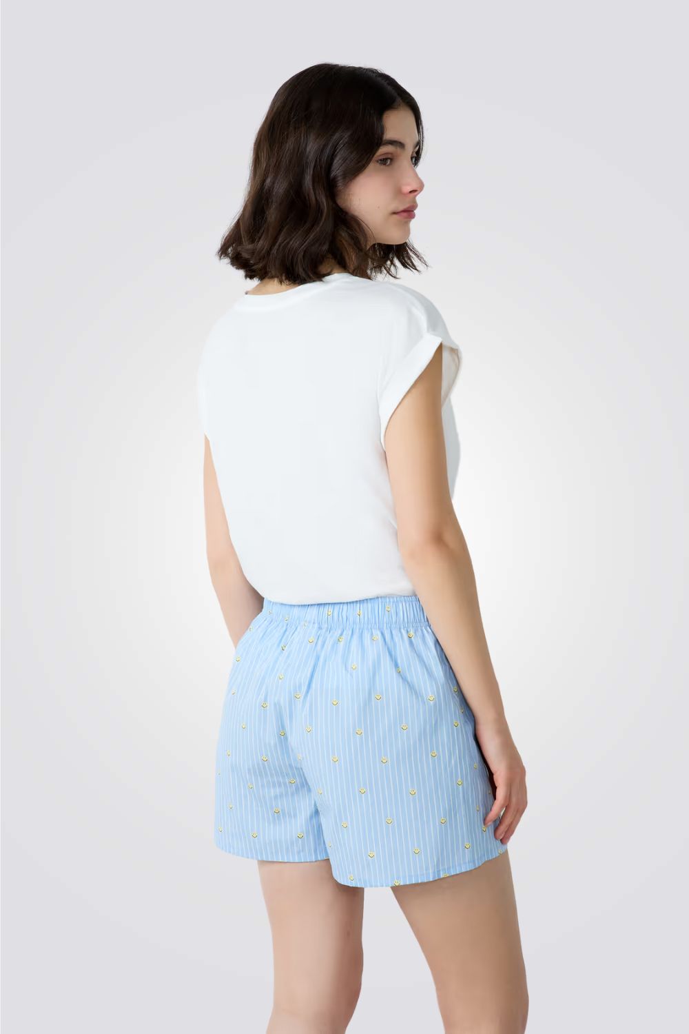 מכנסי פיג'מה קצרים VAHE בהדפס סמיילי