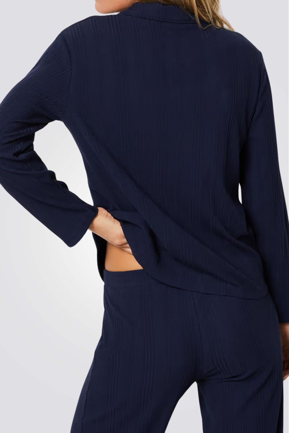 חולצת פיג'מה מכופתרת COLY בצבע נייבי