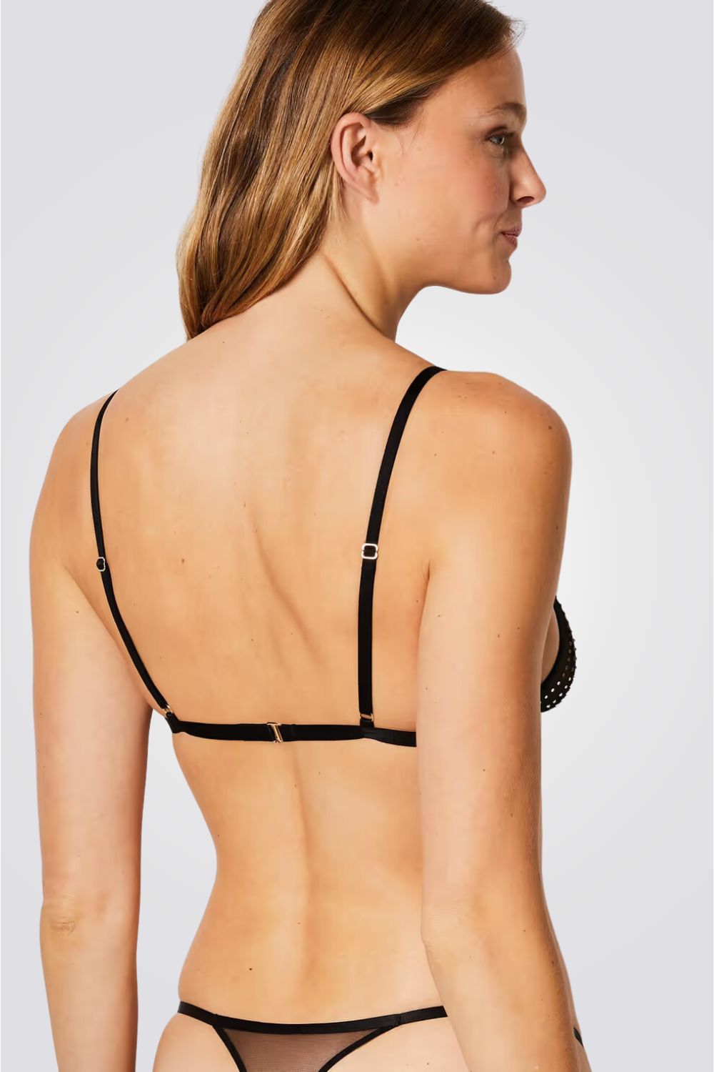 ברלט משולשים EFFUSION  טול שחור עם אבנים