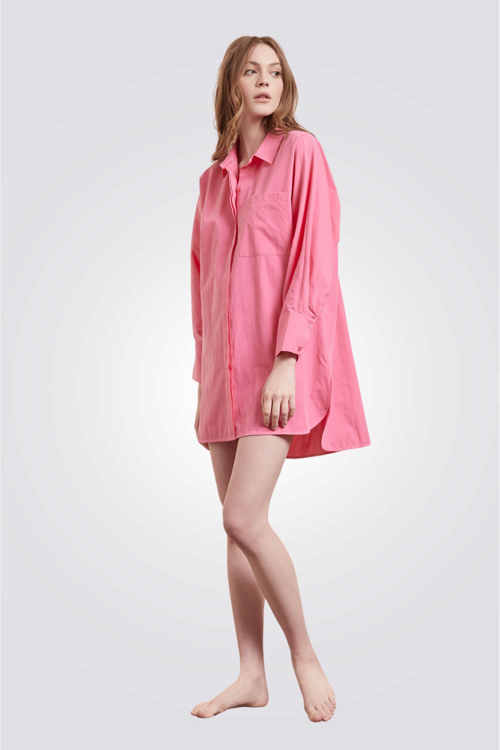 כותונת לילה מכופתרת FINN בצבע ורוד