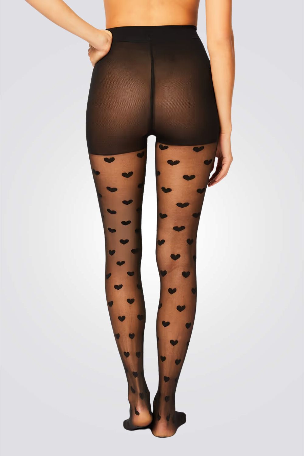 גרביון שחור IVY עם דוגמאת לבבות 55 דנייר