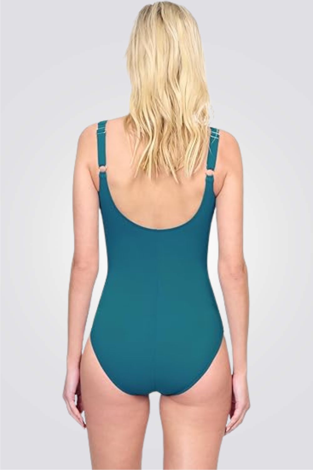 בגד ים שלם מחטב בדוגמאת פסים מחשוף עגול