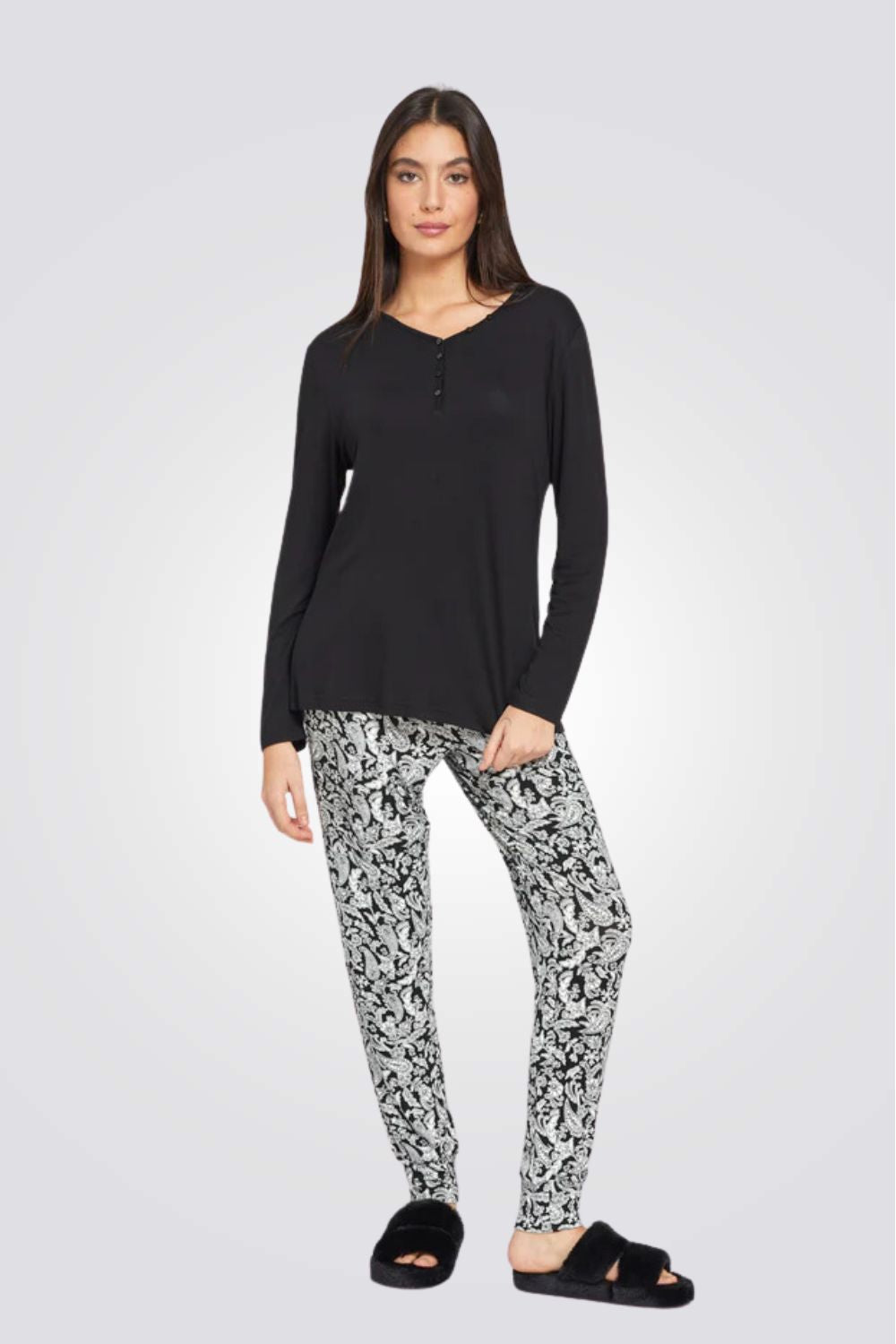 סט פיג'מת מעבר בהדפס פייזלי