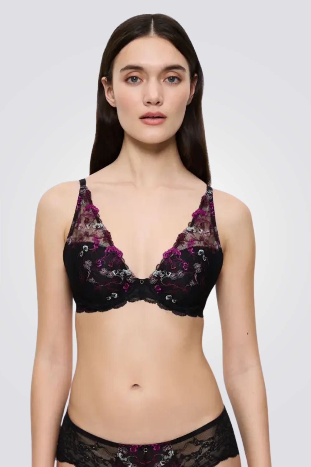 חזייה מרופדת בעיצוב טול פרחוני Sensual Spotlight WP שחור