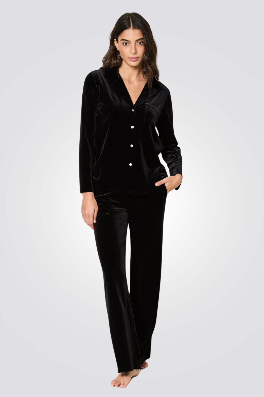 מכנסי פיג'מה ארוכים VEVY  בצבע שחור