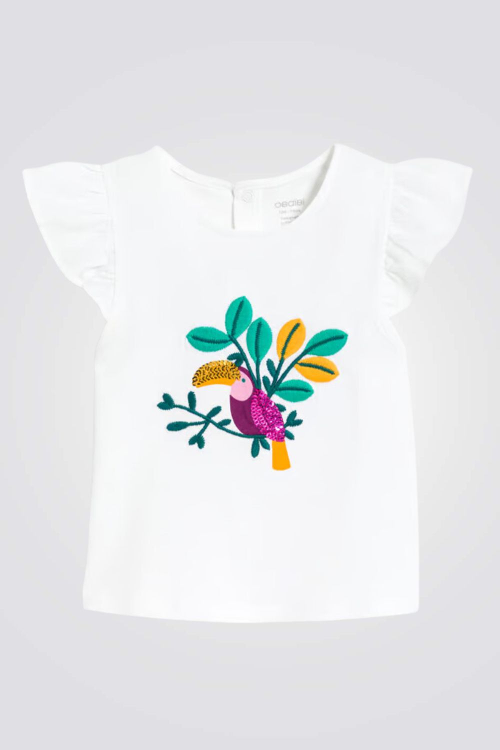 חולצה לתינוקות בצבע לבן עם הדפס תוכי