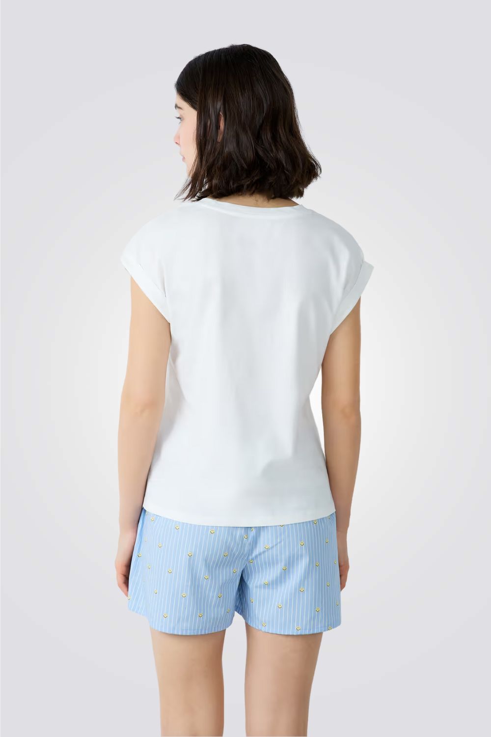 חולצת פיג'מה קצרה VALERI בצבע לבן