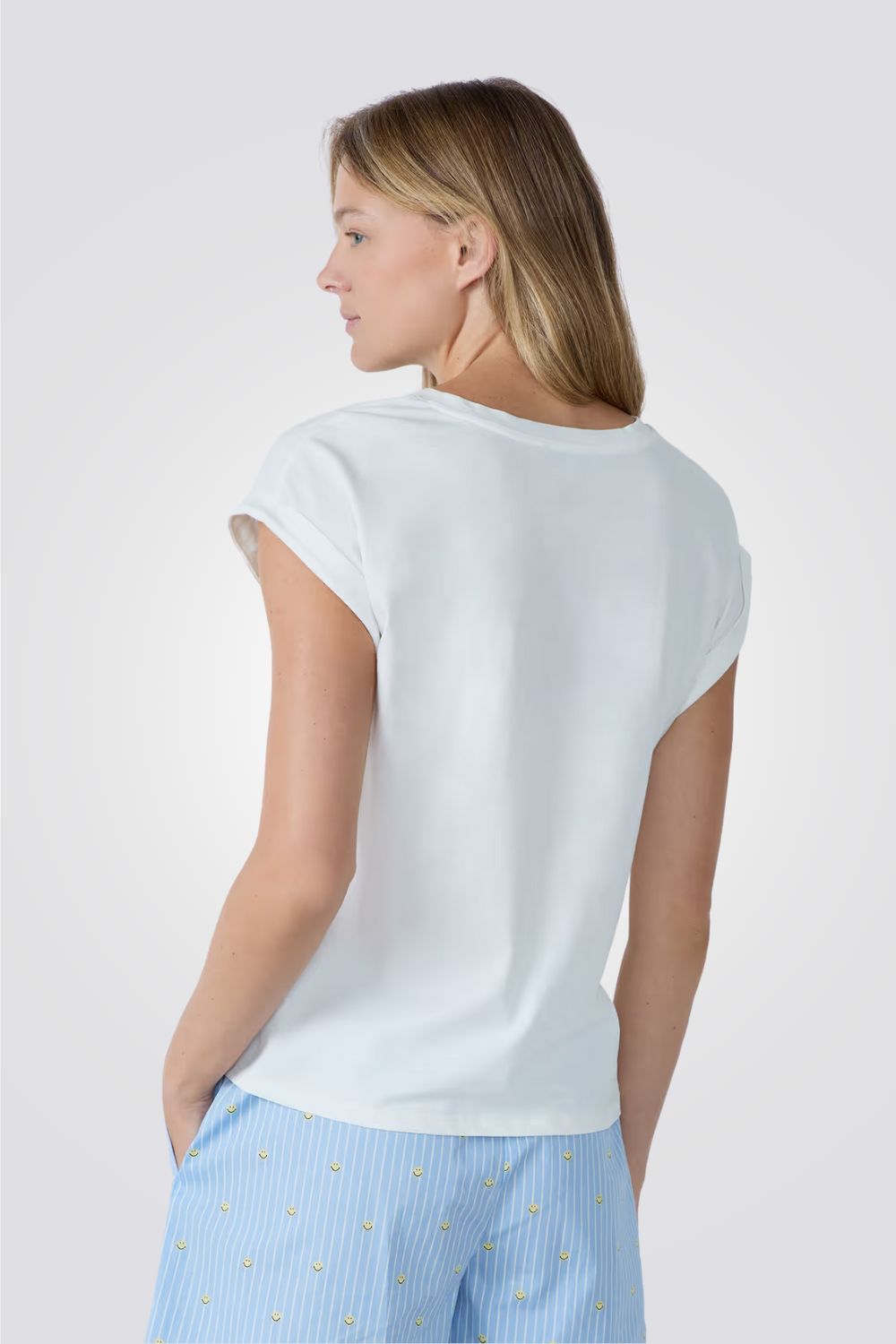 חולצת פיג'מה קצרה VALLIE בצבע לבן