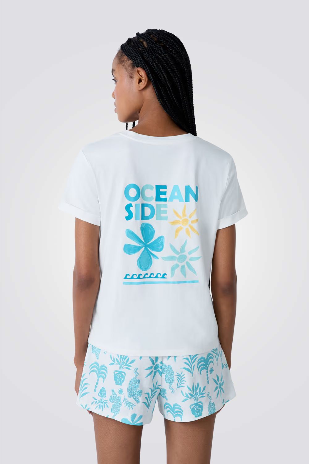 חולצת פיג'מה קצרה ELLEN בצבע לבן