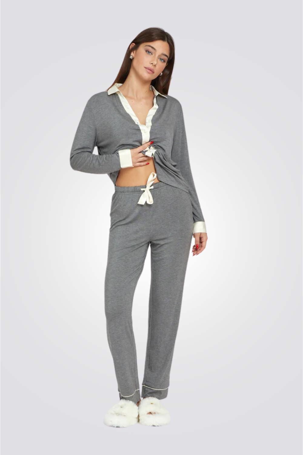 סט פיג'מה מכופתרת