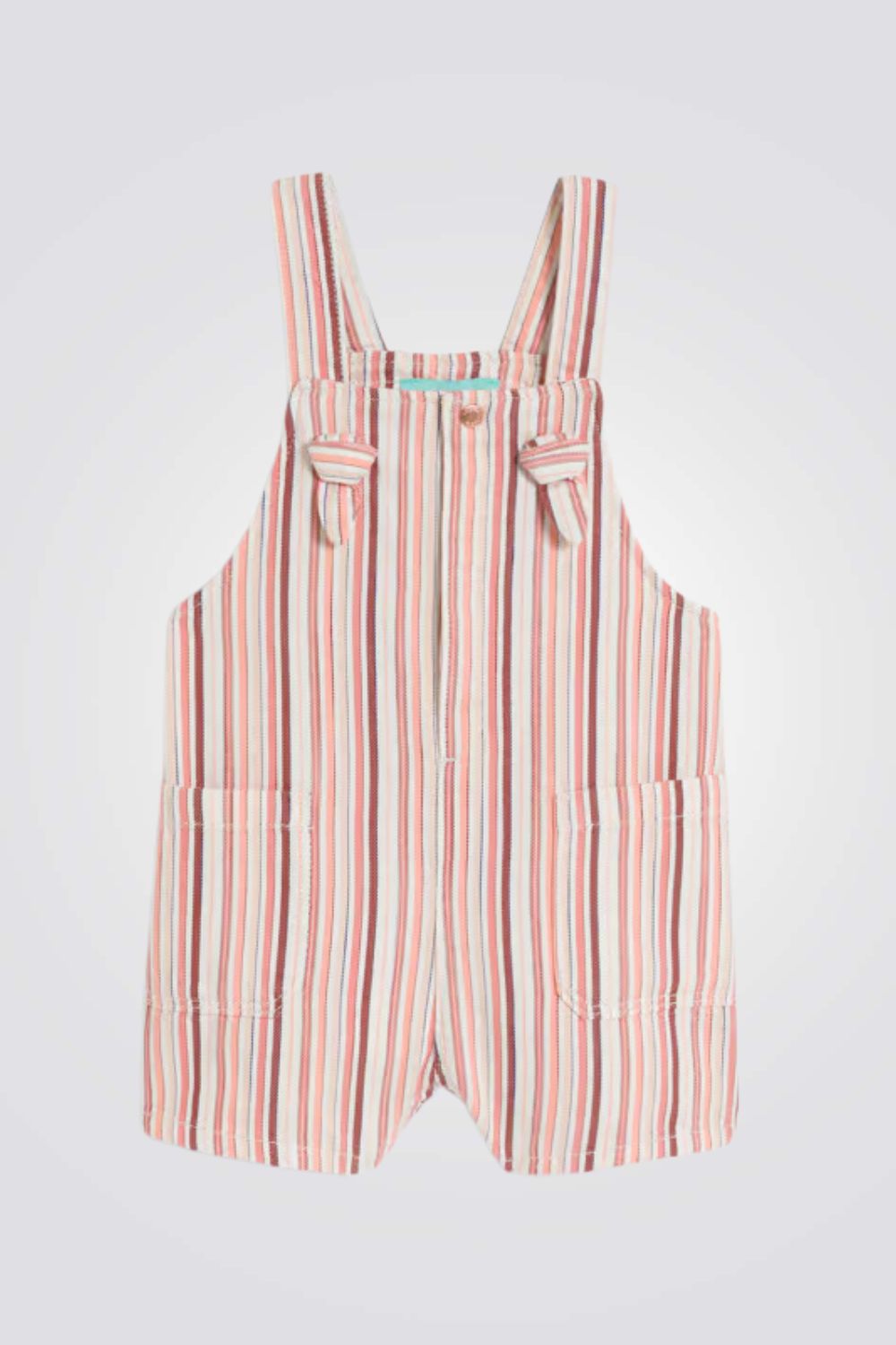 אוברול לתינוקות ללא שרוולים עם פסים ורוד לבן