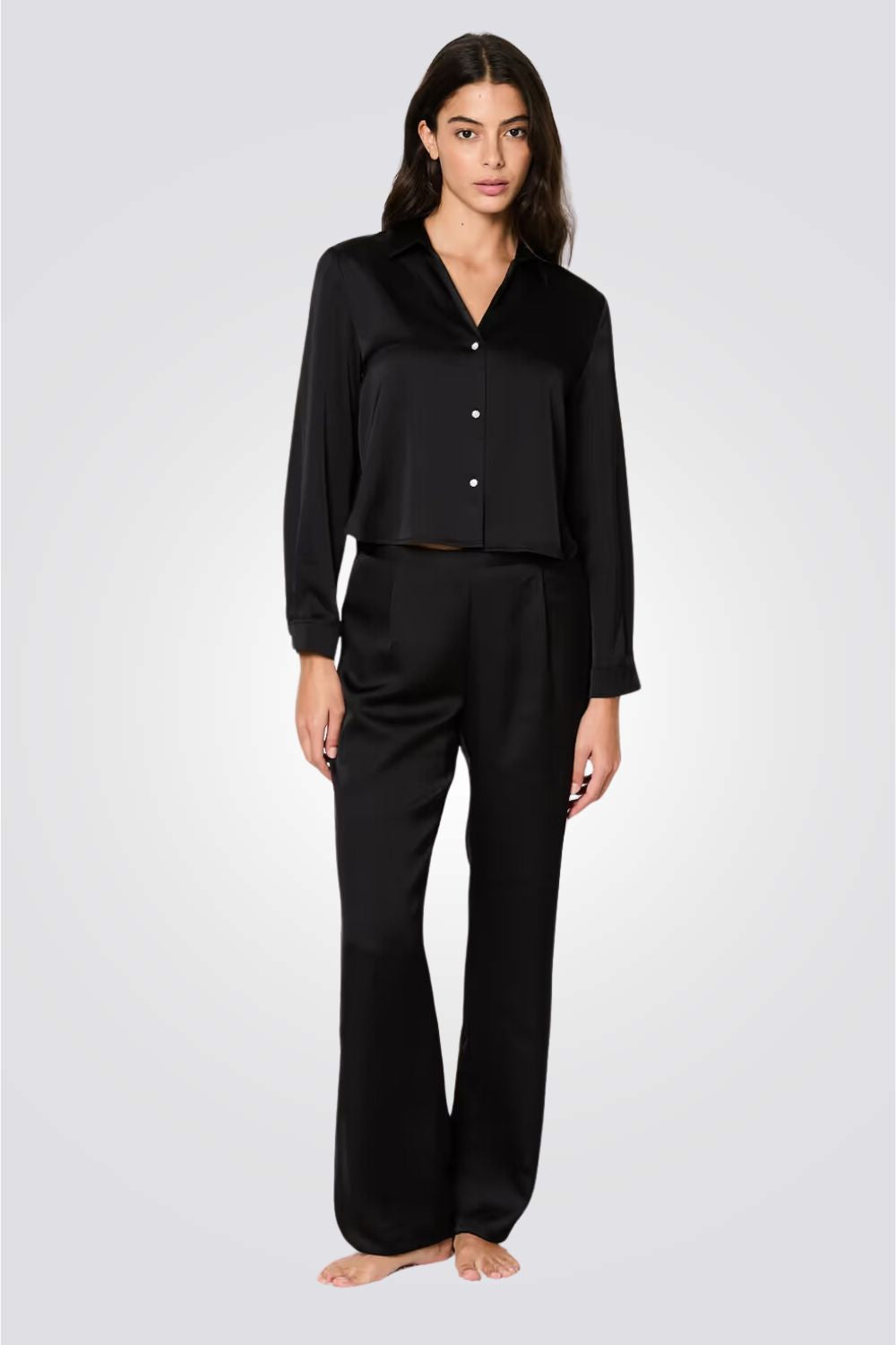 מכנסי פיג'מה מסאטן MARISA בצבע שחור
