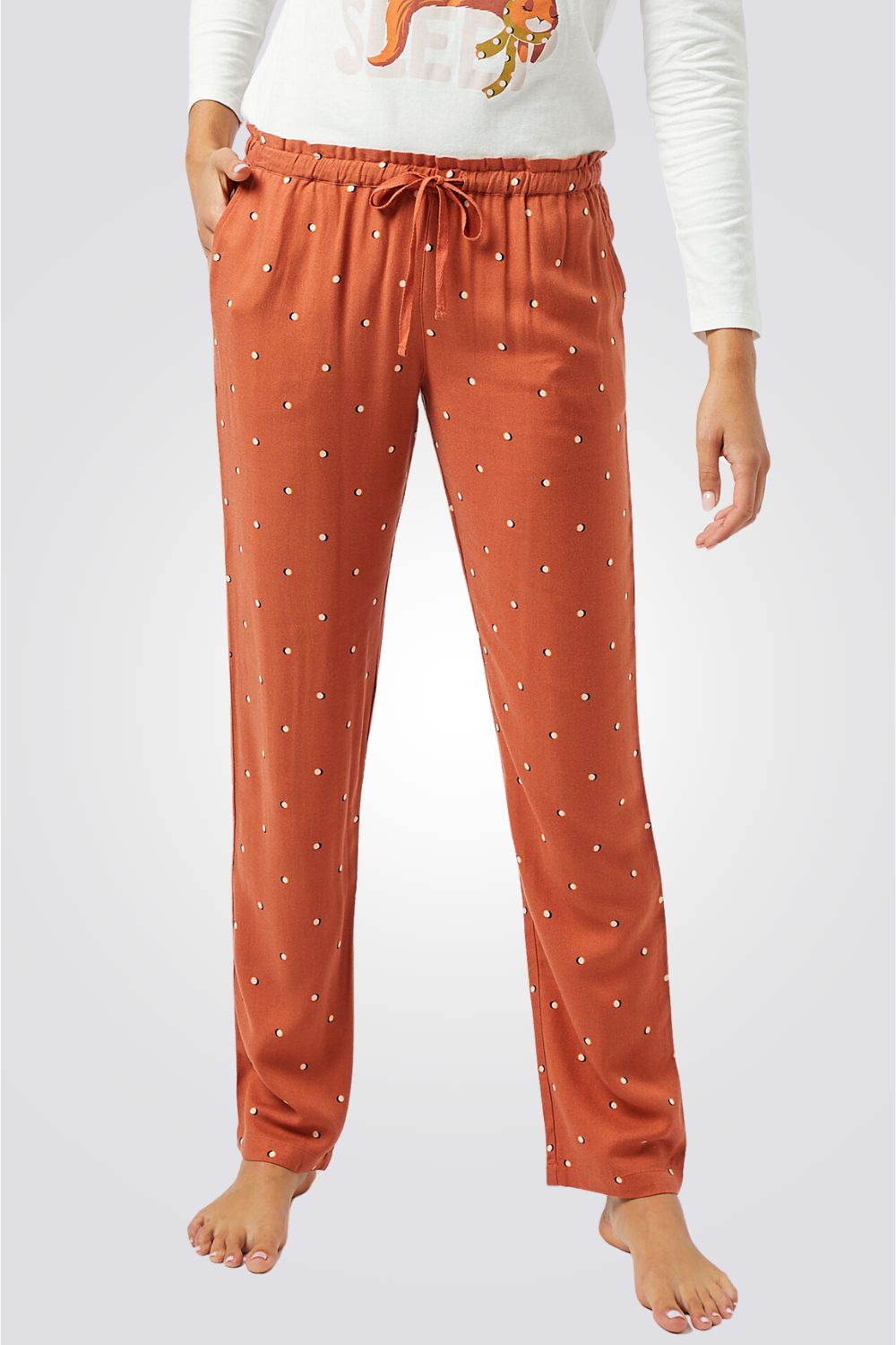 מכנסי פיג'מה ארוכים NOE בצבע כתום