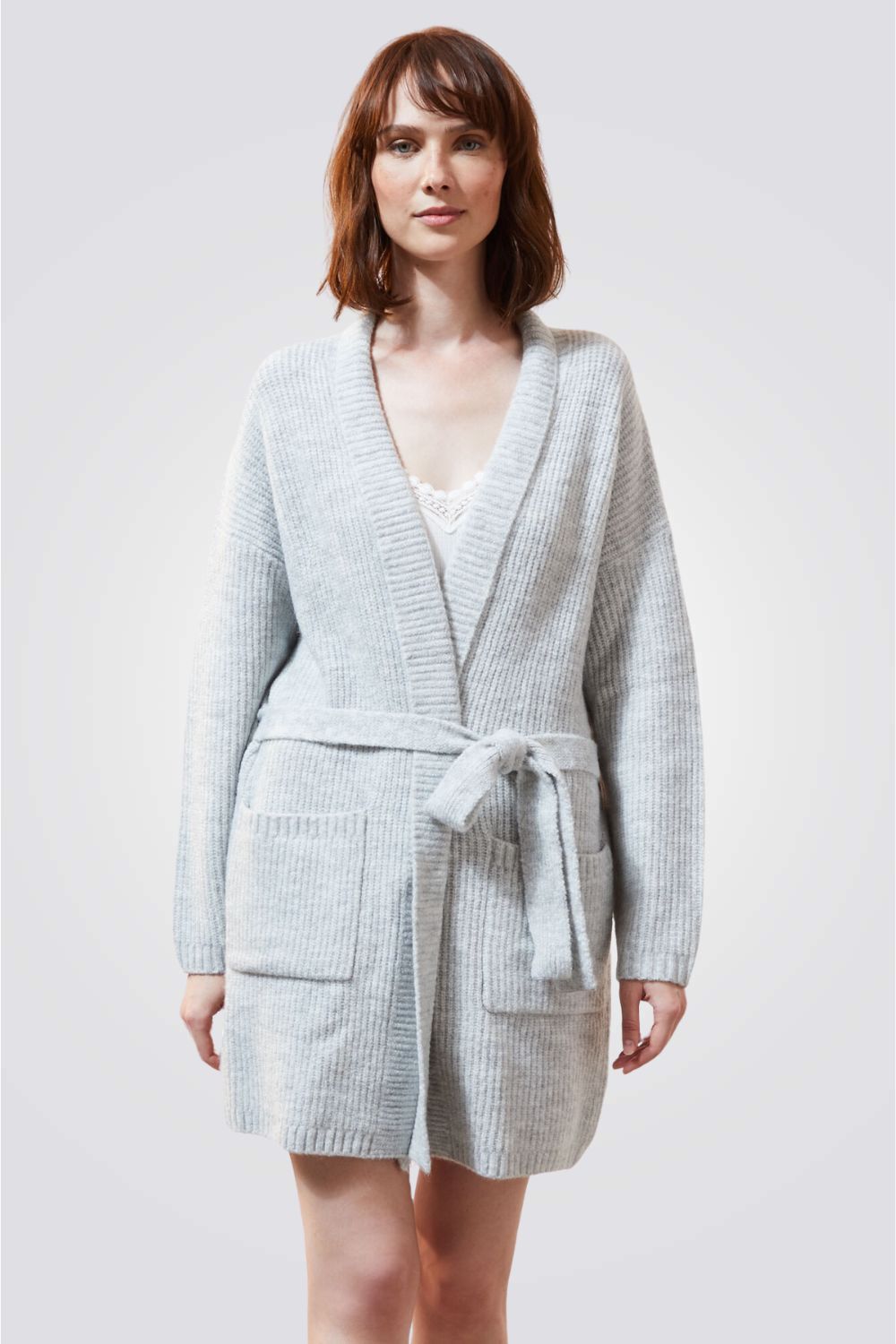 חלוק בית סרוג HARLY בצבע אפור