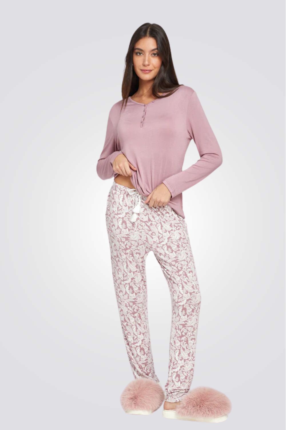 סט פיג'מת מעבר בהדפס פייזלי