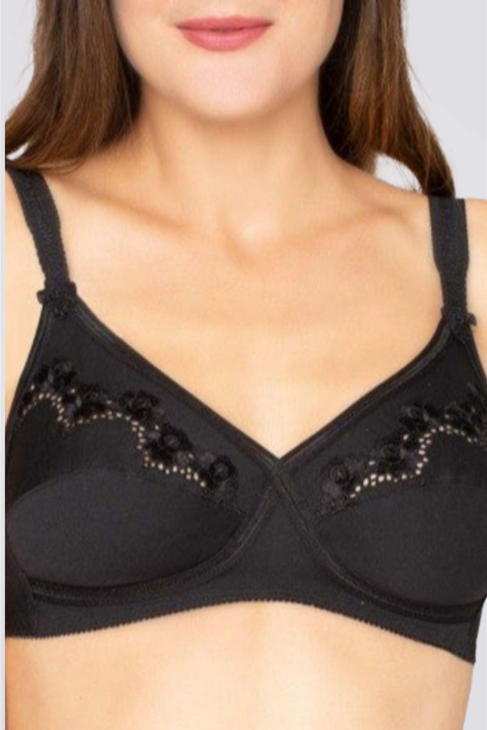 חזייה מרופדת ללא ברזל ELASTI CROSS + COTTON N שחור