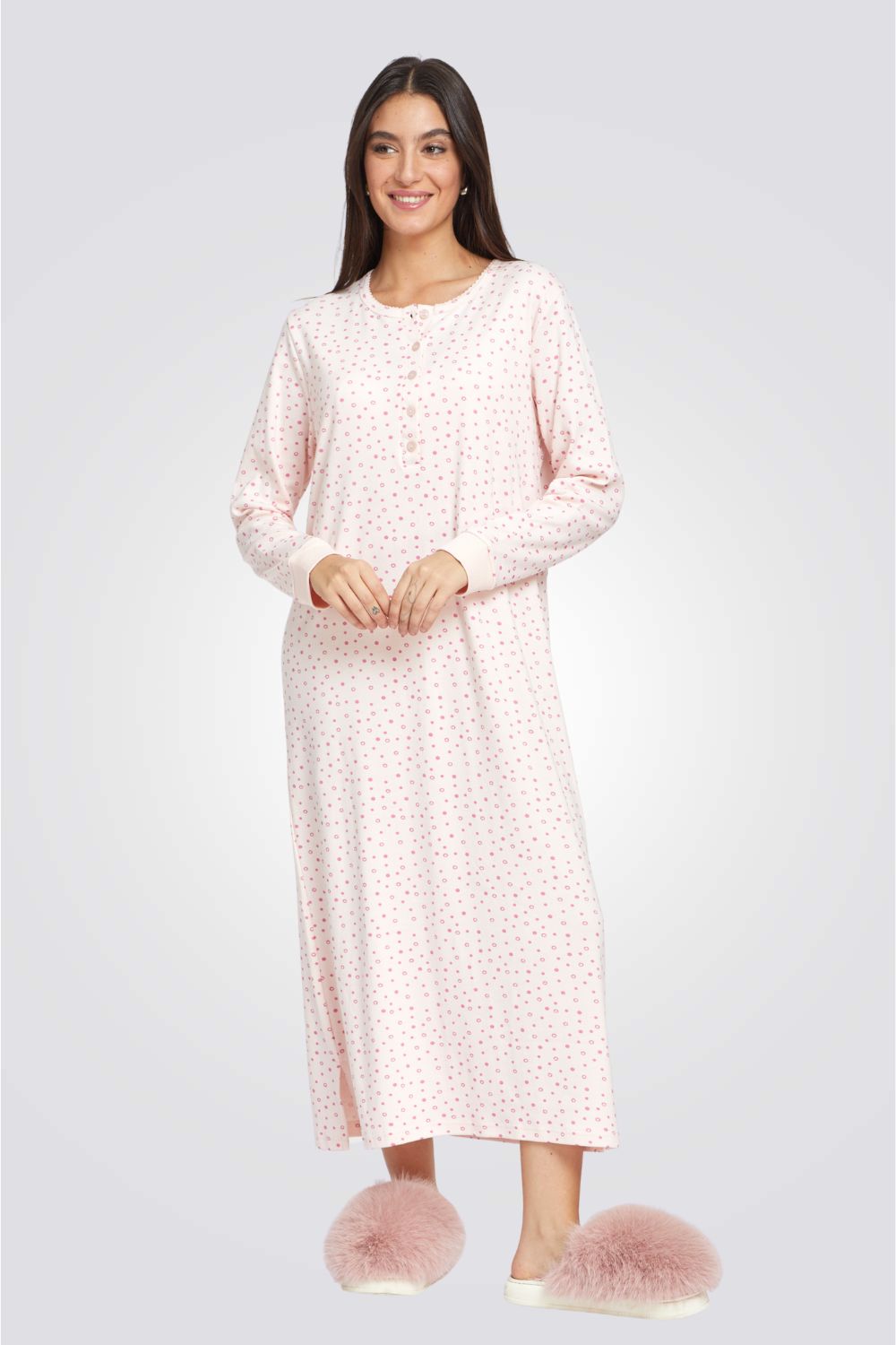 כותונת לילה בהדפס נקודות