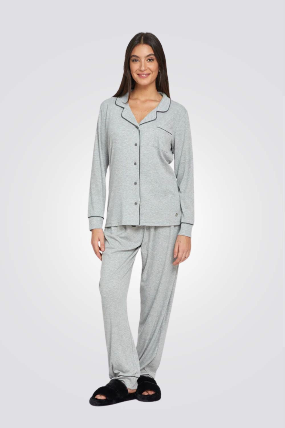 פיג'מת ריב מכופתרת