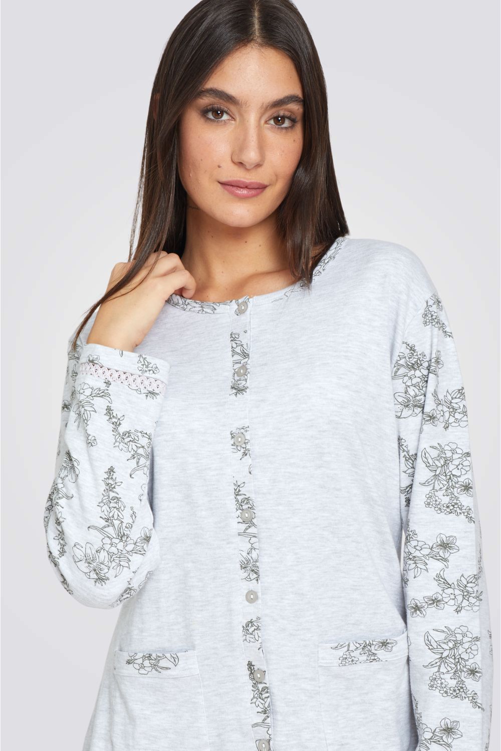 סט פיג'מת כותנה עם פרחים