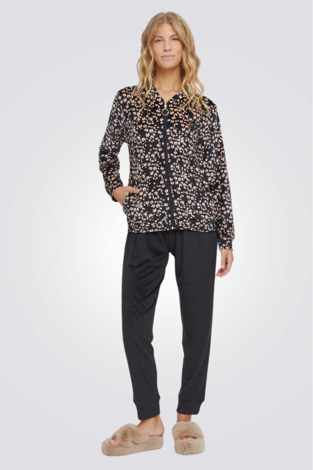 סט פיג'מת מעבר LEOPARD שחורה