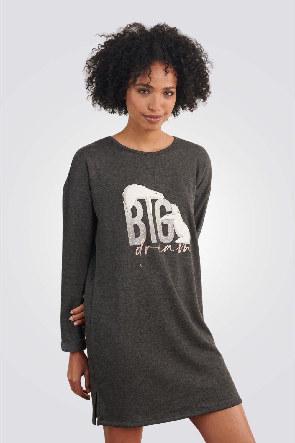 כותונת לילה ORNELLA בצבע אפור