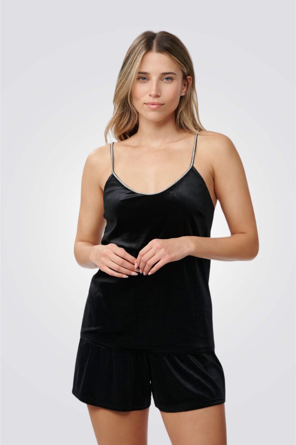 סט בייבידול סאטן עם אבני חן 2 חלקים