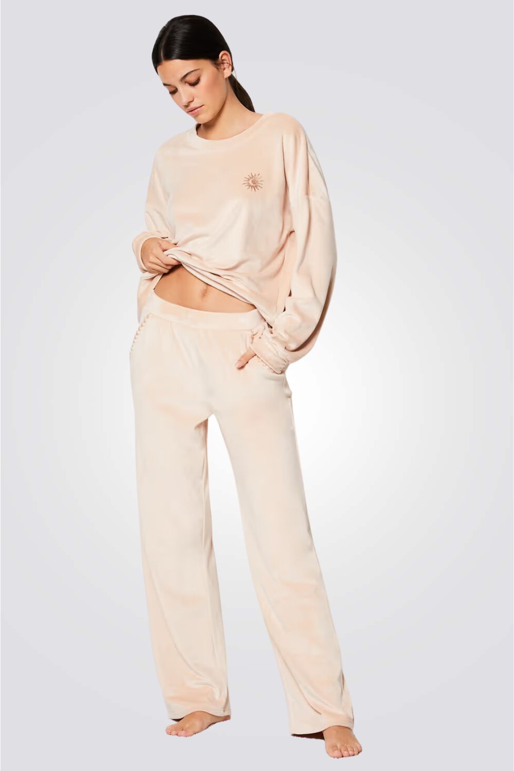 מכנסי פיג'מה ארוכים MAYLIE בצבע בז'