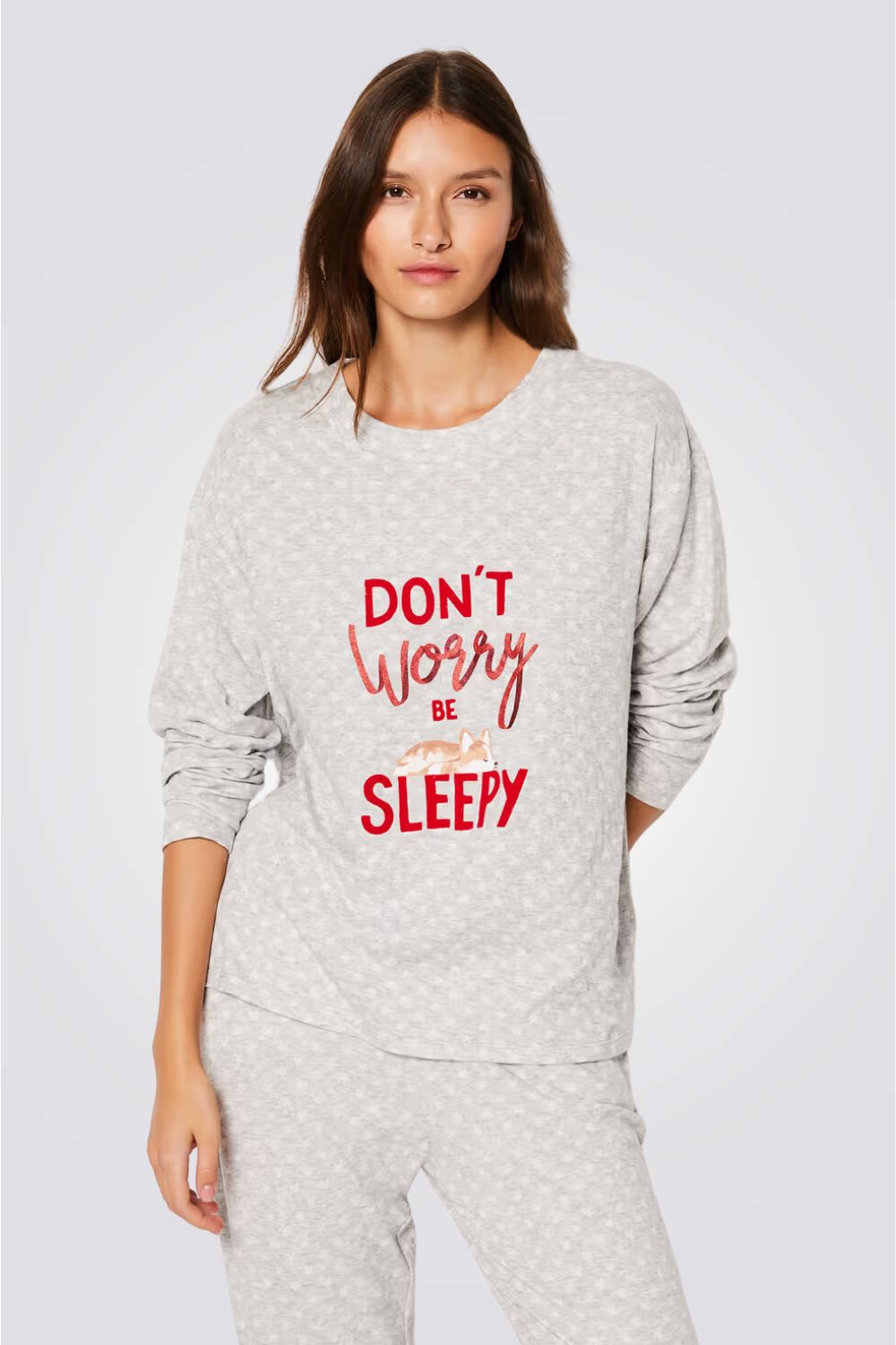 חולצת פיג'מה ארוכה GARY  עם הדפס