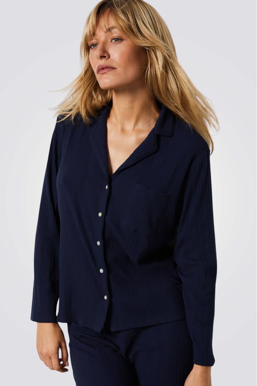 חולצת פיג'מה מכופתרת COLY בצבע נייבי