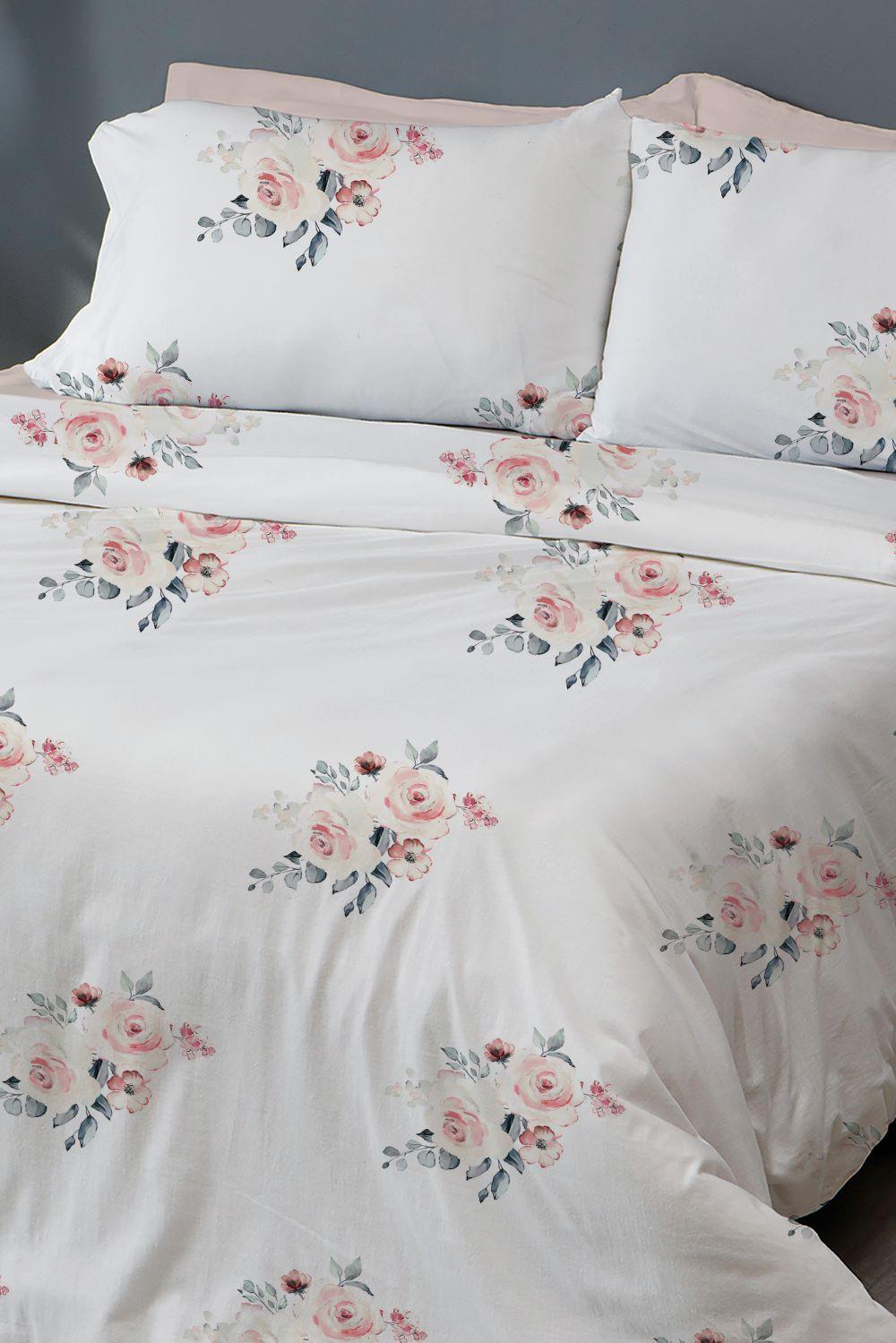 סט מצעים מיטה וחצי 120/200 ס"מ כותנה דגם LEO גוון פרחוני