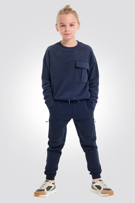 מכנסי טרנינג ילדים בצבע כחול