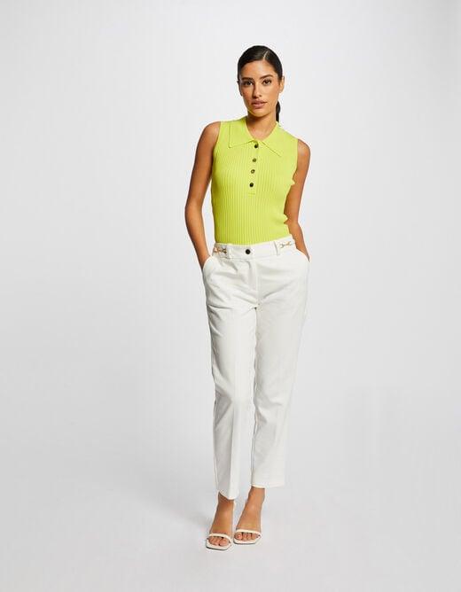 גופייה ללא שרוולים עם צווארון פולו בצבע צהוב - MASHBIR//365