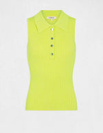 גופייה ללא שרוולים עם צווארון פולו בצבע צהוב - MASHBIR//365