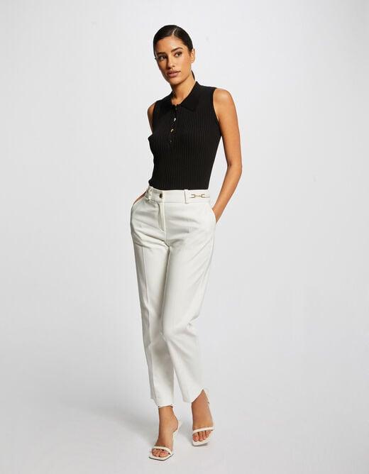 גופייה ללא שרוולים עם צווארון פולו בצבע שחור - MASHBIR//365