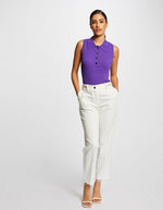 גופייה ללא שרוולים עם צווארון פולו בצבע סגול - MASHBIR//365