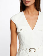 שמלת חגורה לנשים בצבע OFF WHITE - MASHBIR//365