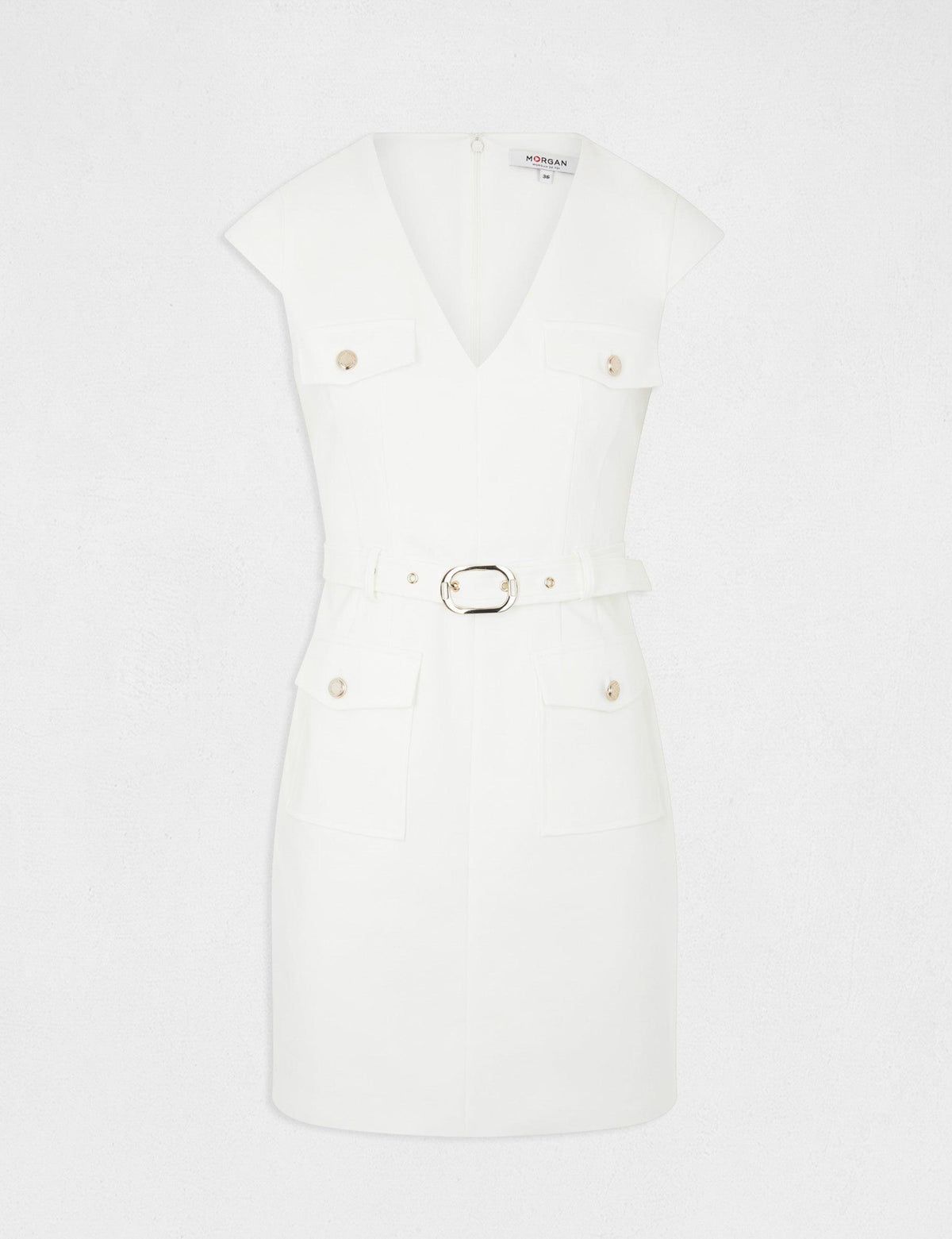 שמלת חגורה לנשים בצבע OFF WHITE - MASHBIR//365